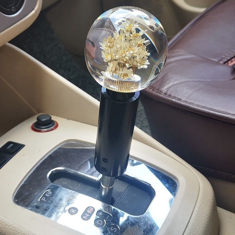 Real Dried Flower Resin Crystal Ball Gear Shift Knob