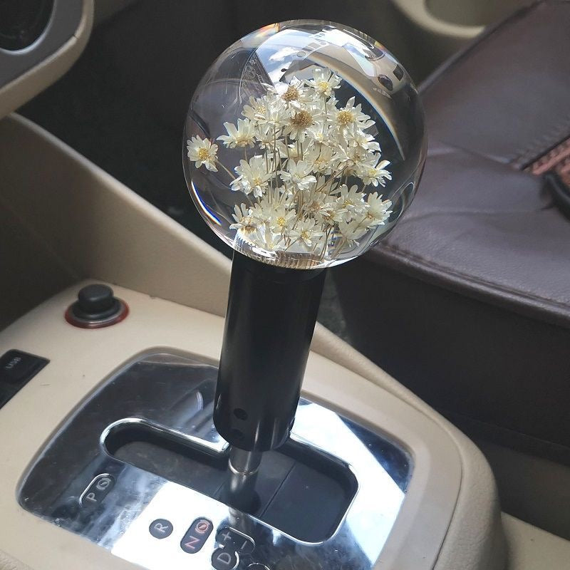 Real Dried Flower Resin Crystal Ball Gear Shift Knob